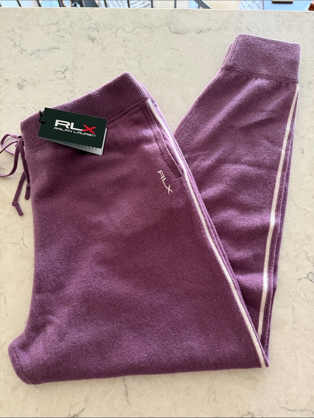 New! RLX Ralph Lauren Purple Washable Cashmere Joggers